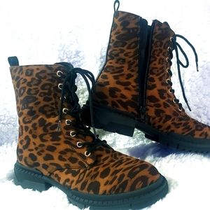 Cheetah print combat boots NWB
